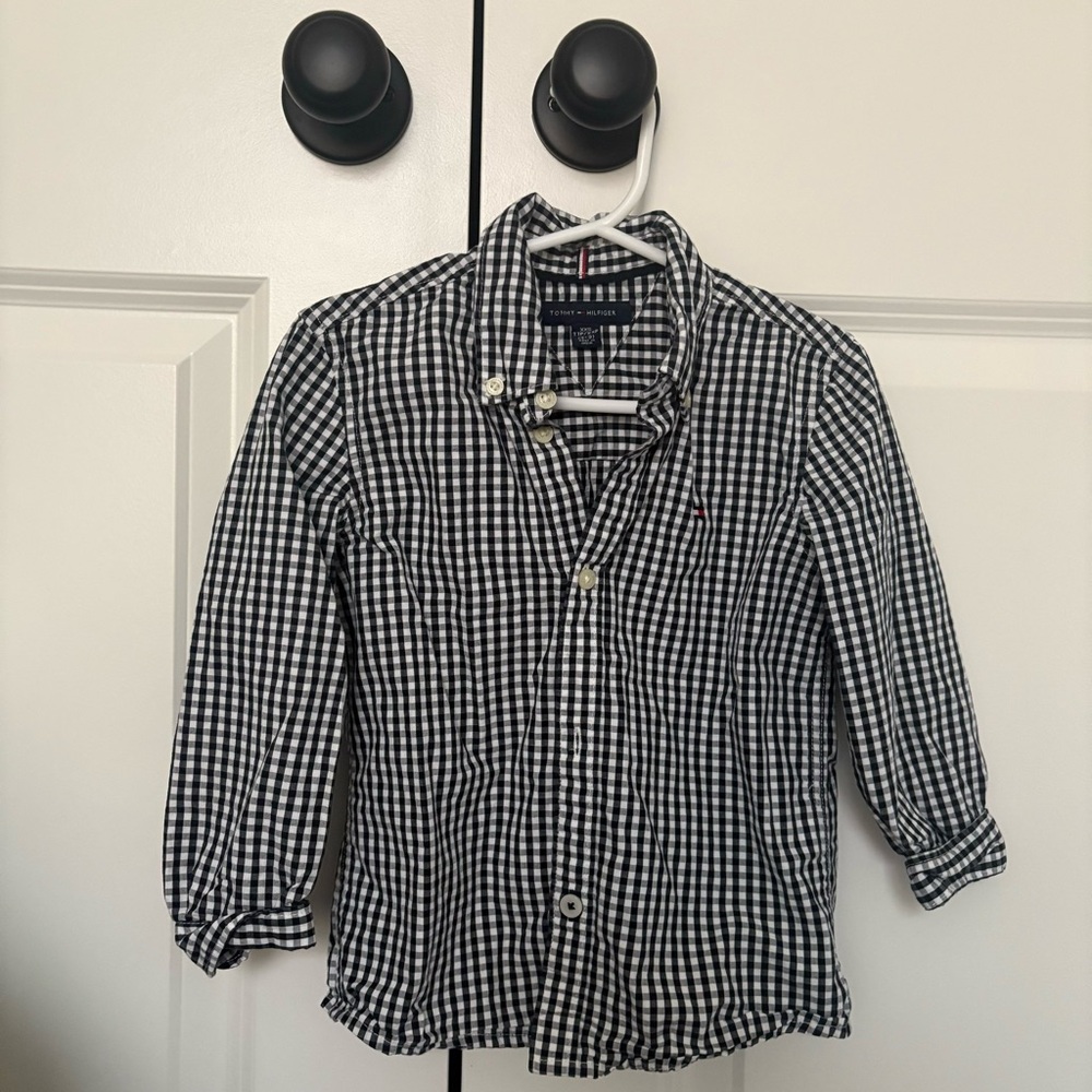 Tommy Hilfiger Black and White Checkered Shirt